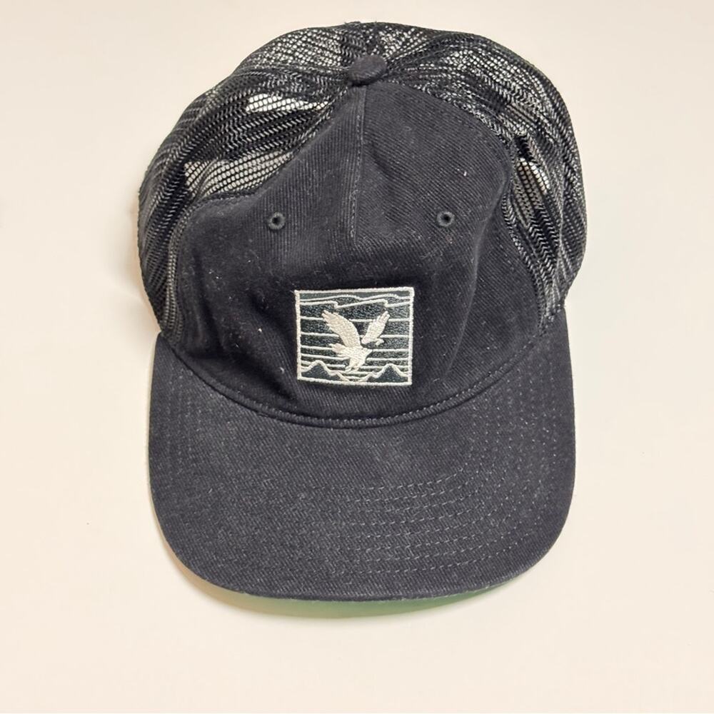 American Eagle Black Mesh Trucker Hat with Bird Logo One Size